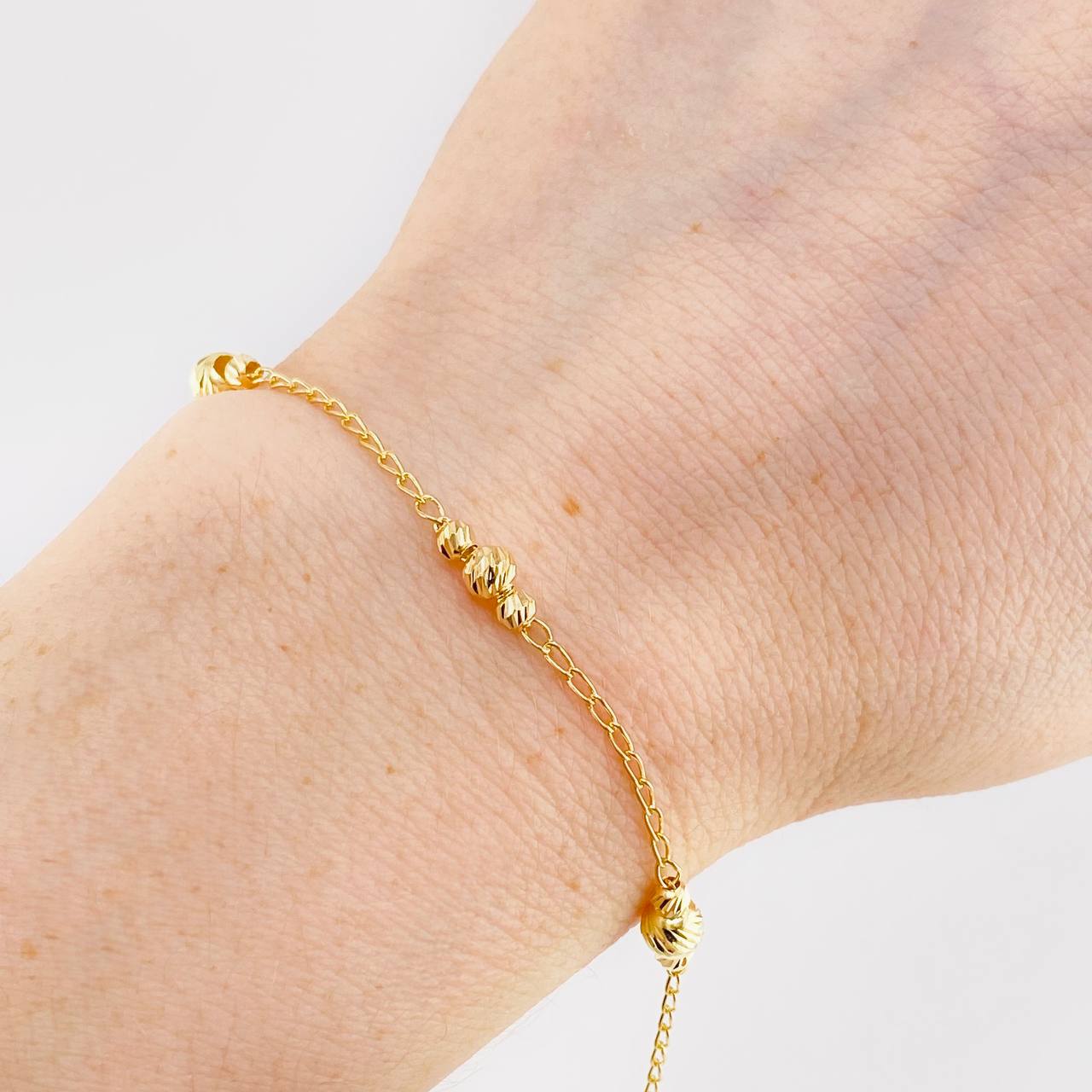 Pulso Tipo Militar Diamantado 2g / 7 in / 1.4mm Oro Amarillo 18K