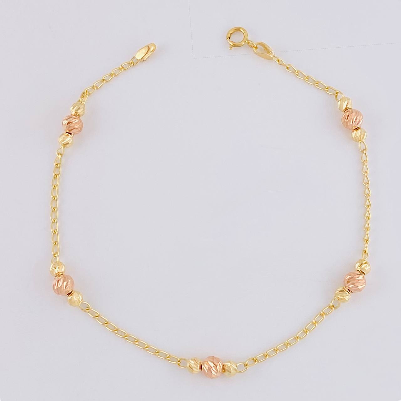 Diamond Cut Military Type Bracelet 2.15g / 7 1/4 in / 1.4mm Two-Tone Yellow Rose 18K Gold