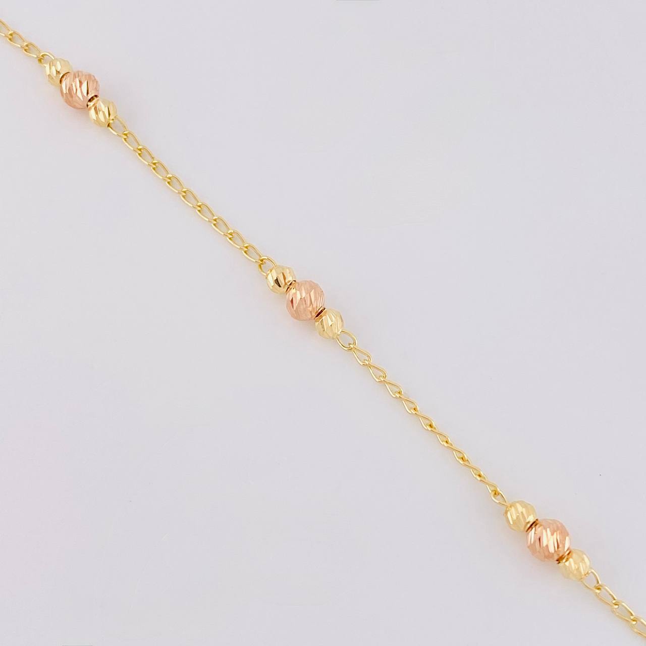 Diamond Cut Military Type Bracelet 2.15g / 7 1/4 in / 1.4mm Two-Tone Yellow Rose 18K Gold