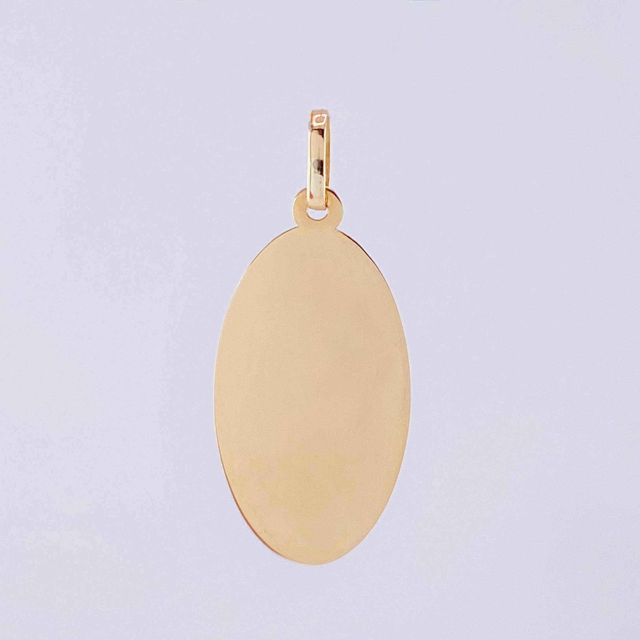 Pendant Oval Plate 0.85g / 1 1/4 in 18K Yellow Gold