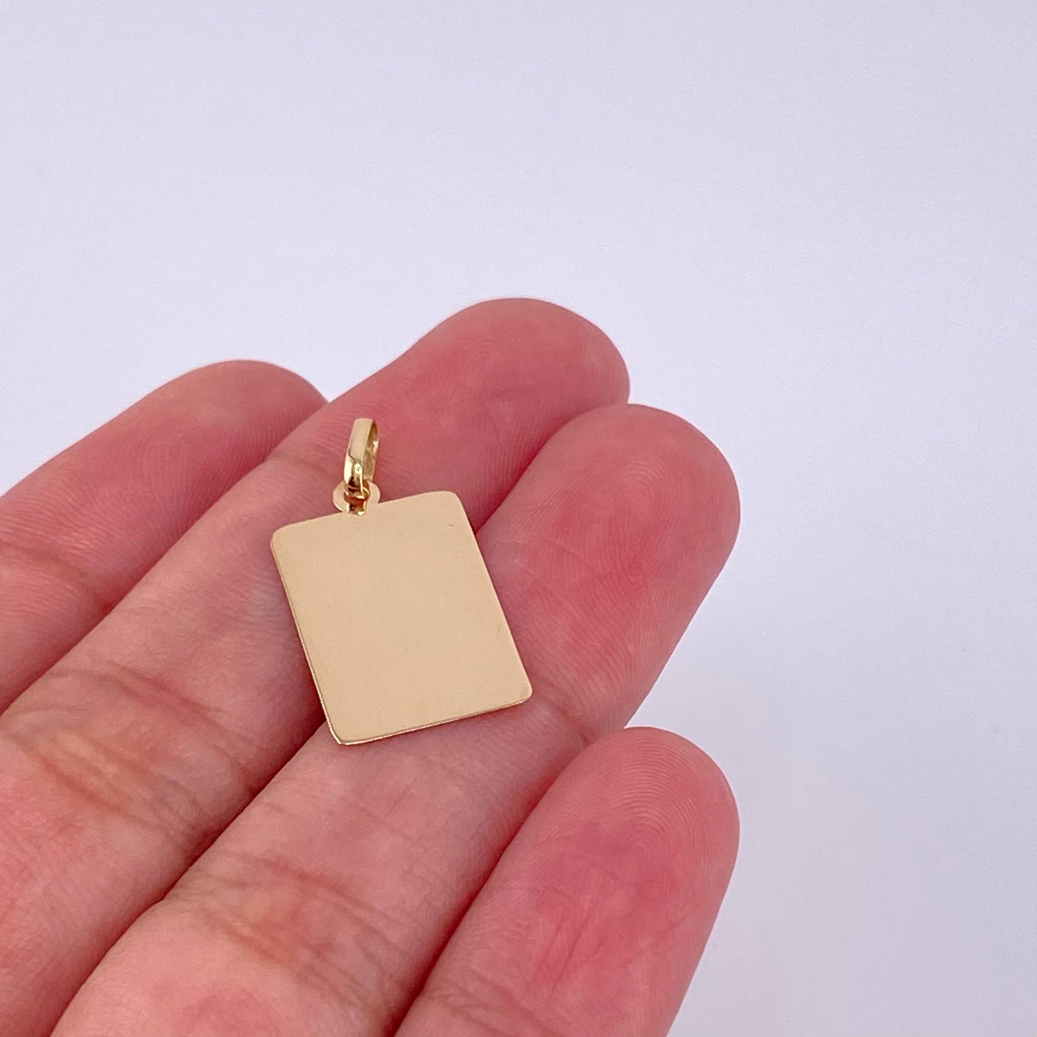 Square Plate Pendant 0.8g / 1 in 18K Yellow Gold