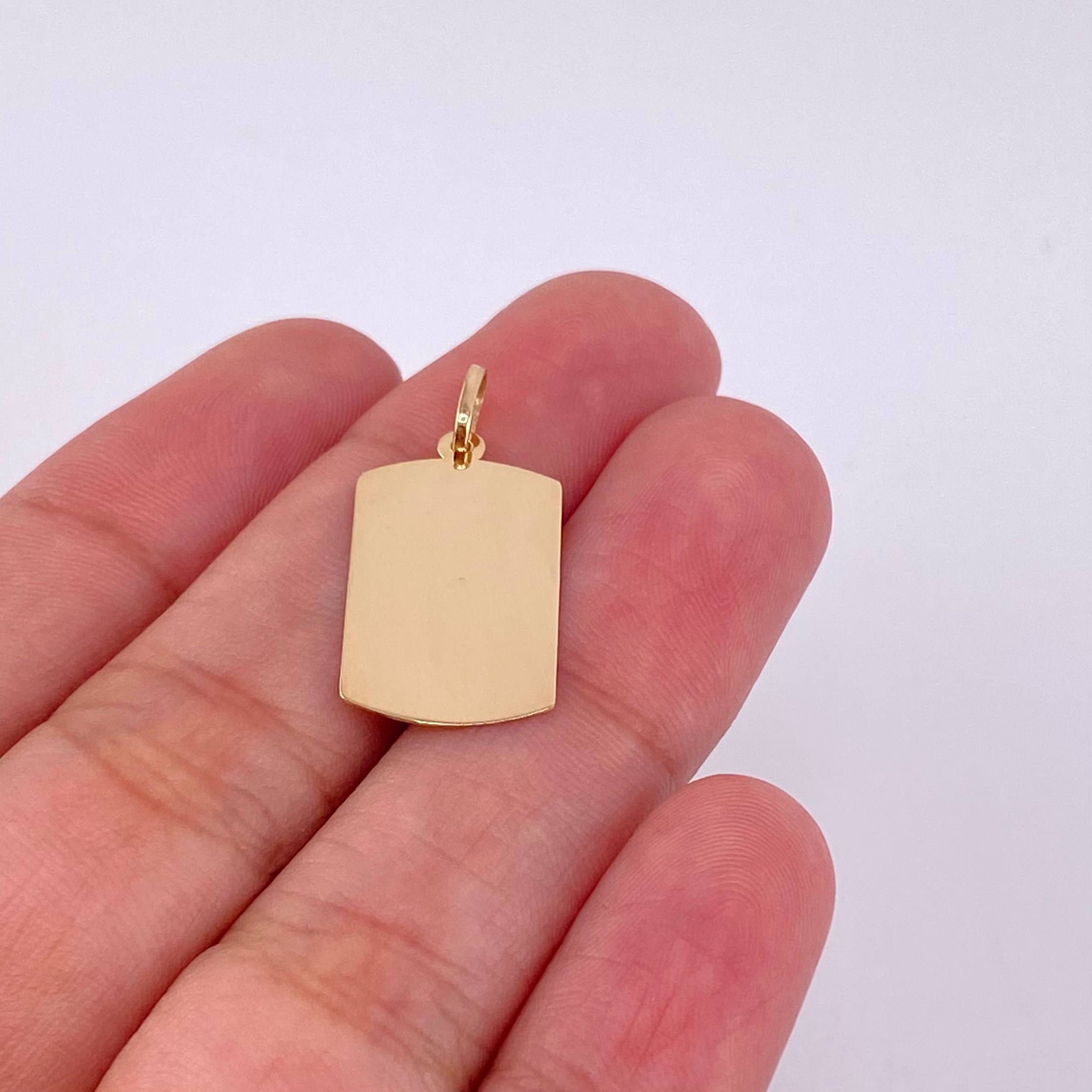 Dije Placa Rectangular Ovalada 0.95g / 1 in Oro Amarillo 18K