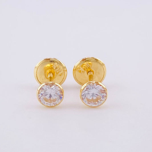 Stud Earrings Bevel 0.75g / in / 5.3mm Yellow Gold 18K