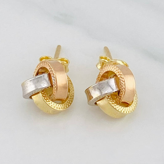 Stud Earrings Knot 1.6g / in / 1.5mm Three Golds 18K