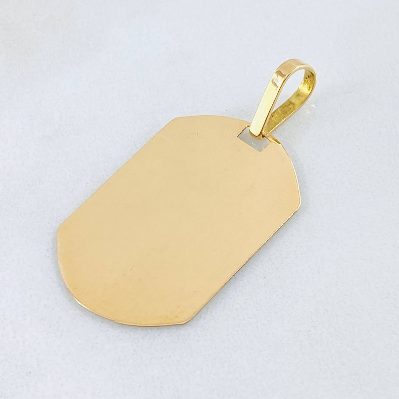 Dije Placa Rectangular Ovalada 2.25gr / 1 1/2 in / Oro Amarillo 18K