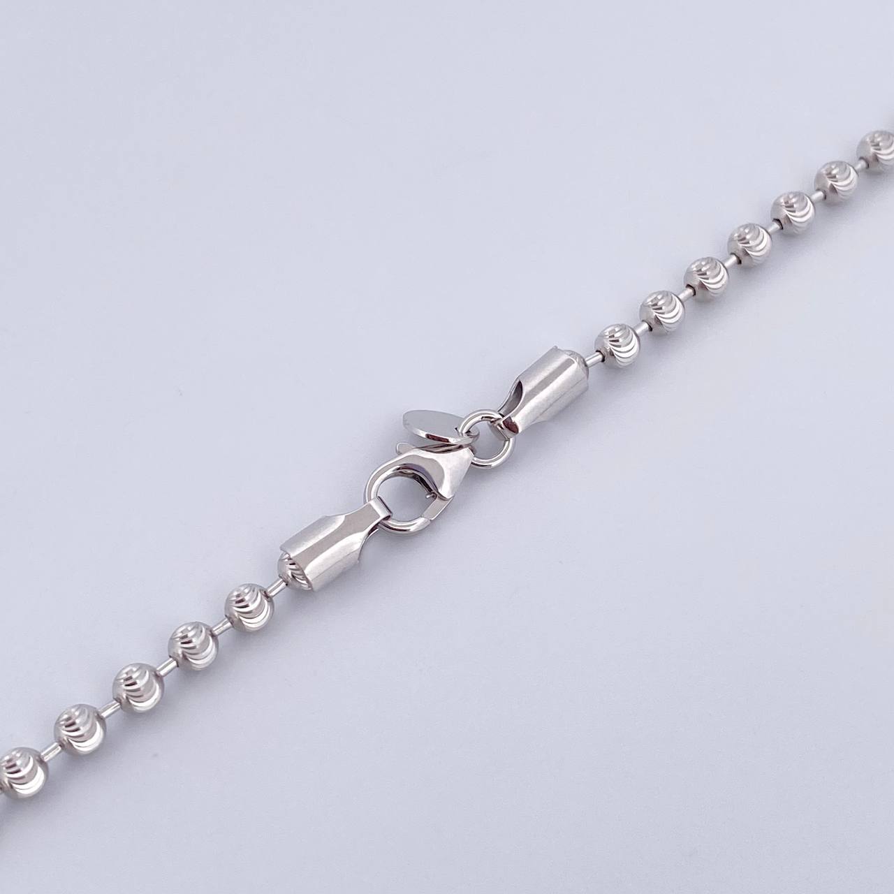 Cadena Militar 14.65gr / 60.4cm / 2.7mm Diamantado Luna Oro Blanco +3 18K &