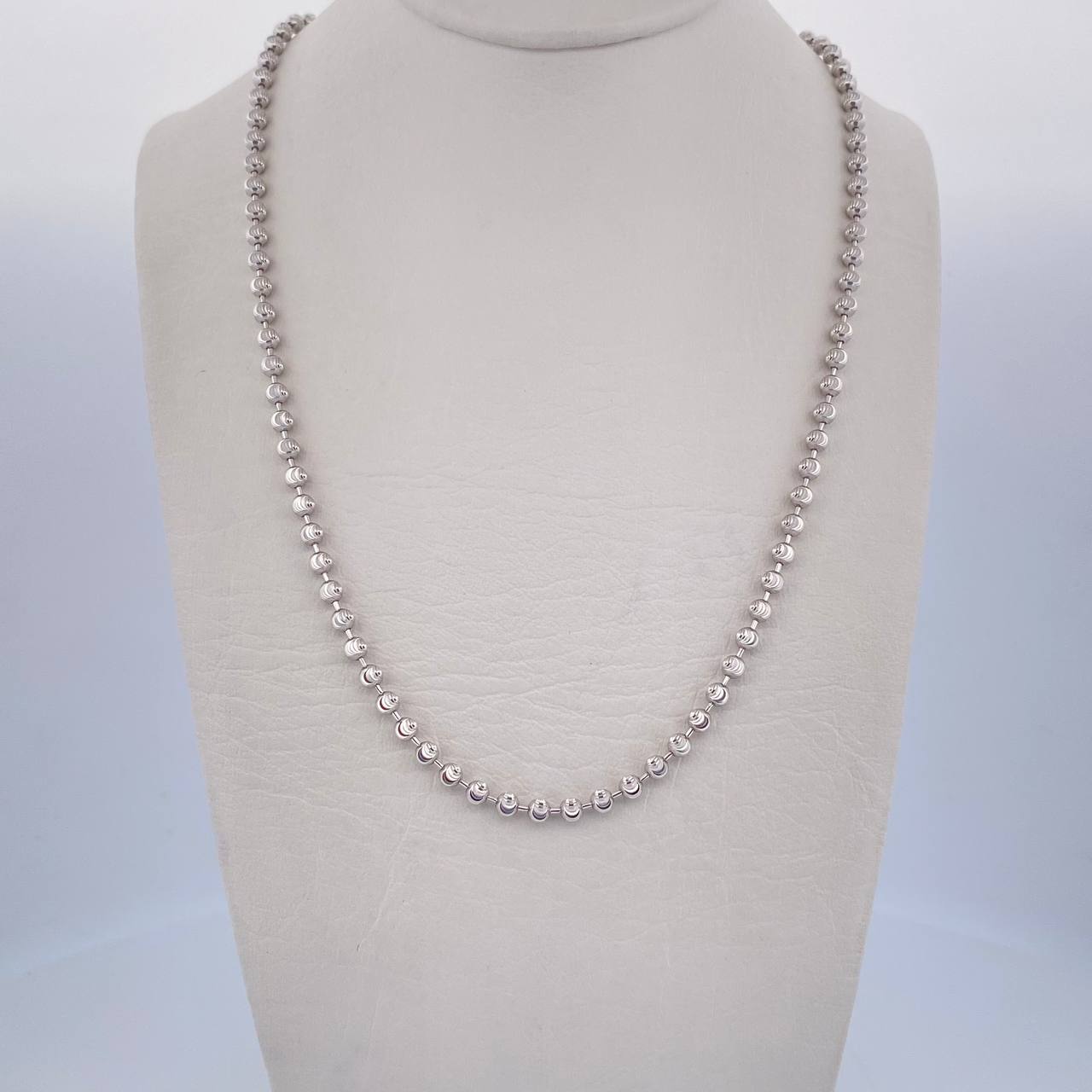 Cadena Militar 14.65gr / 60.4cm / 2.7mm Diamantado Luna Oro Blanco +3 18K &