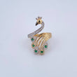 Anillo Pavo Real 4.8gr / T6 3/4 / Circones Negro Verdes Blancos Tres Oros 18K $