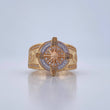 Cardinal Star Ring 10.45gr / T9 3/4 / White Zircons Three Golds 18K $