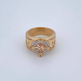 Cardinal Star Ring 10.45gr / T9 3/4 / White Zircons Three Golds 18K $