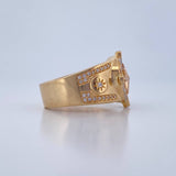 Cardinal Star Ring 10.45gr / T9 3/4 / White Zircons Three Golds 18K $