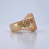 Anillo Ruleta 9.55gr / T11 / Circones Verdes Blancos Oro Amarillo 18K $