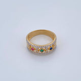 Anillo Rombos 4.5gr / T7 3/4 / Circones Fucsia Verde Azul Blancos Dos Oros Amarillo Blanco 18K $