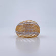 Curved Line Ring 6.5gr / T8 1/4 / White Zircons Two Yellow White Gold 18K $