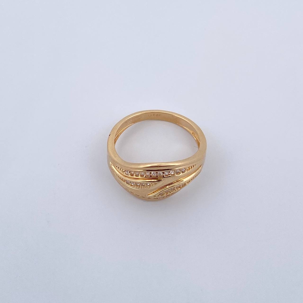 Vintage Ring 4.35gr / T7 3/4 / White Zircons Yellow Gold 18K $
