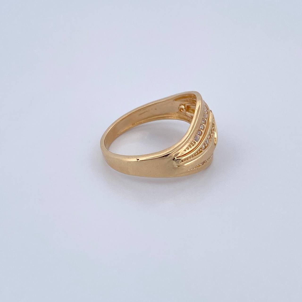 Vintage Ring 4.35gr / T7 3/4 / White Zircons Yellow Gold 18K $