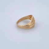 Vintage Ring 4.35gr / T7 3/4 / White Zircons Yellow Gold 18K $
