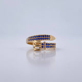 Belt Ring 2.7gr / T6 / Blue Zircons Yellow Gold 18K $