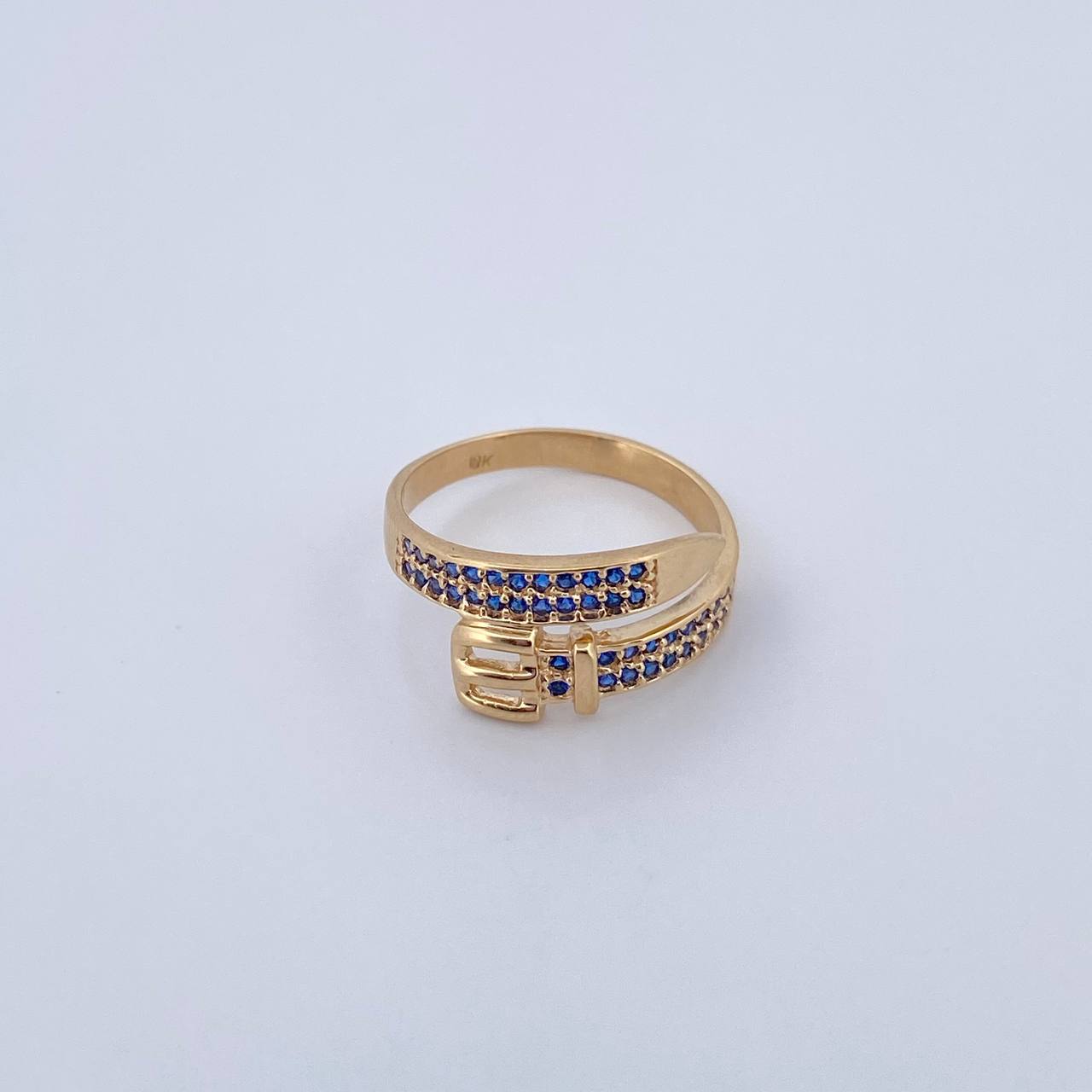 Belt Ring 2.7gr / T6 / Blue Zircons Yellow Gold 18K $