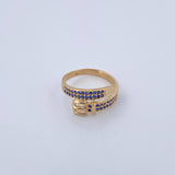 Belt Ring 2.7gr / T6 / Blue Zircons Yellow Gold 18K $