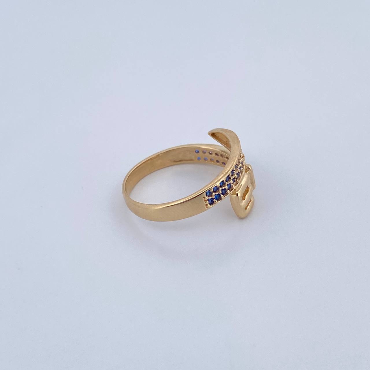 Belt Ring 2.7gr / T6 / Blue Zircons Yellow Gold 18K $