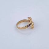 Belt Ring 2.7gr / T6 / Blue Zircons Yellow Gold 18K $