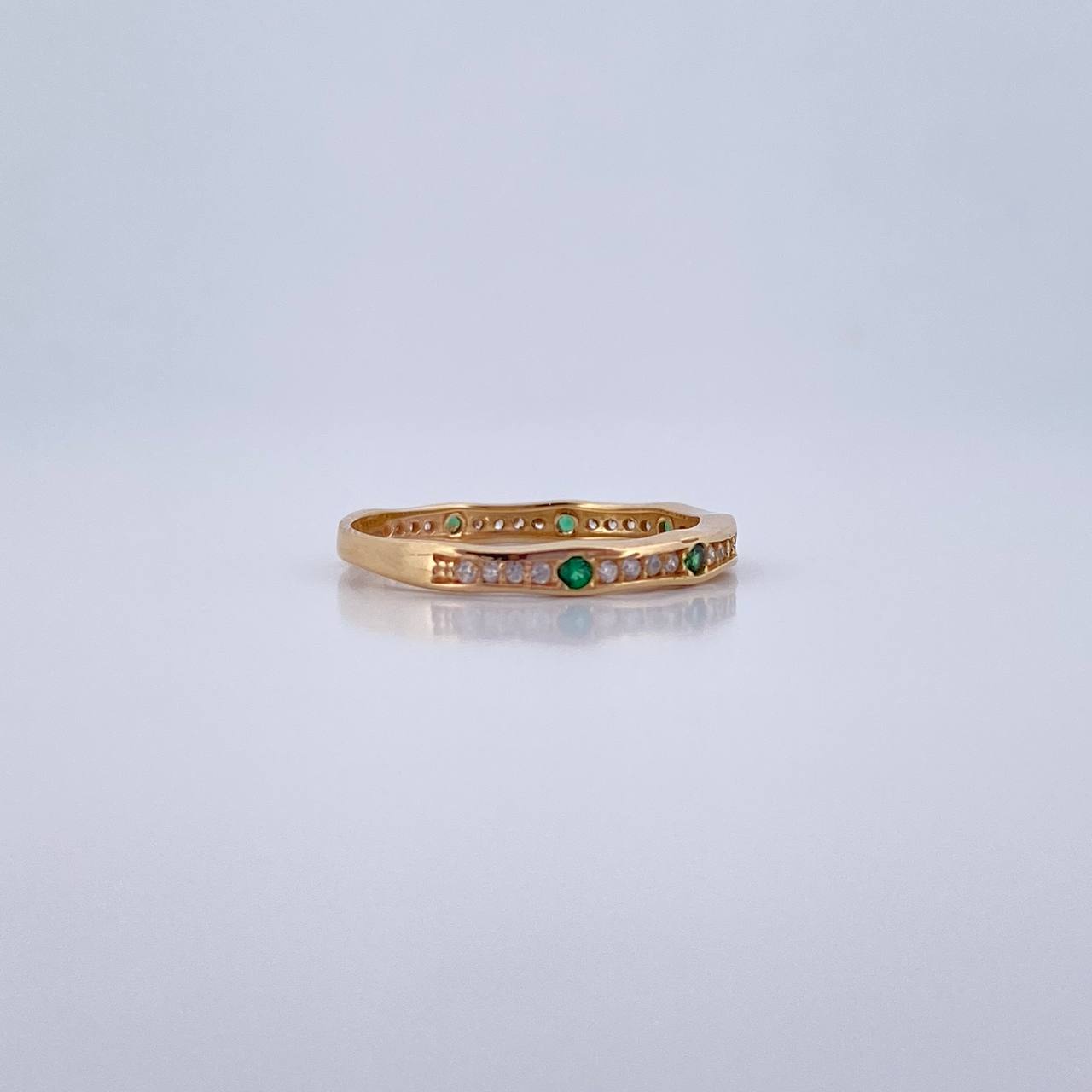 Churumbela Ring 1.85gr / T6 1/4 / White Green Zircons Yellow Gold 18K $