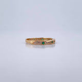 Churumbela Ring 1.85gr / T6 1/4 / White Green Zircons Yellow Gold 18K $