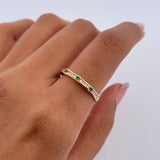 Churumbela Ring 1.85gr / T6 1/4 / White Green Zircons Yellow Gold 18K $