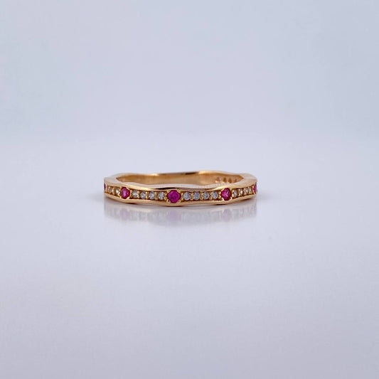 Ring Argolla Churumbela 1.95gr / T6 1/4 / Fuchsia White Zirconia Yellow Gold 18K $