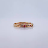 Ring Argolla Churumbela 1.95gr / T6 1/4 / Fuchsia White Zirconia Yellow Gold 18K $