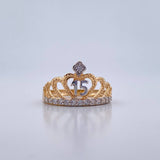 Anillo Corona 15s 3.3gr / T7 / Circones Blancos Dos Oros Amarillo Blanco 18K $