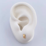 Stud Earrings Sapo 0.65gr / Fuchsia White Zircons Yellow Gold 18K $