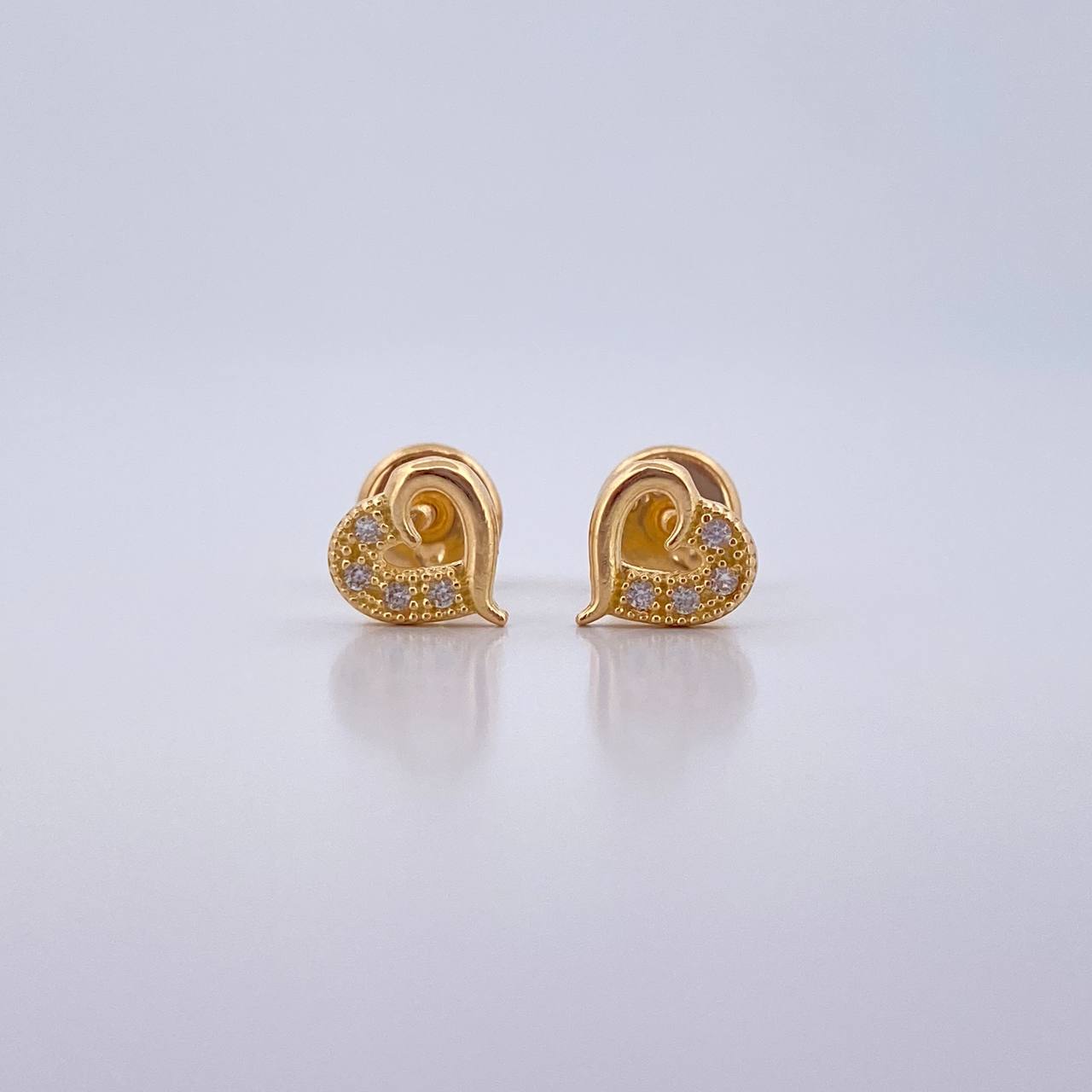 Topos Corazon Compartido 0.75gr / Circones Blancos Oro Amarillo 18K $