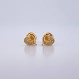 Topos Corazon Compartido 0.75gr / Circones Blancos Oro Amarillo 18K $