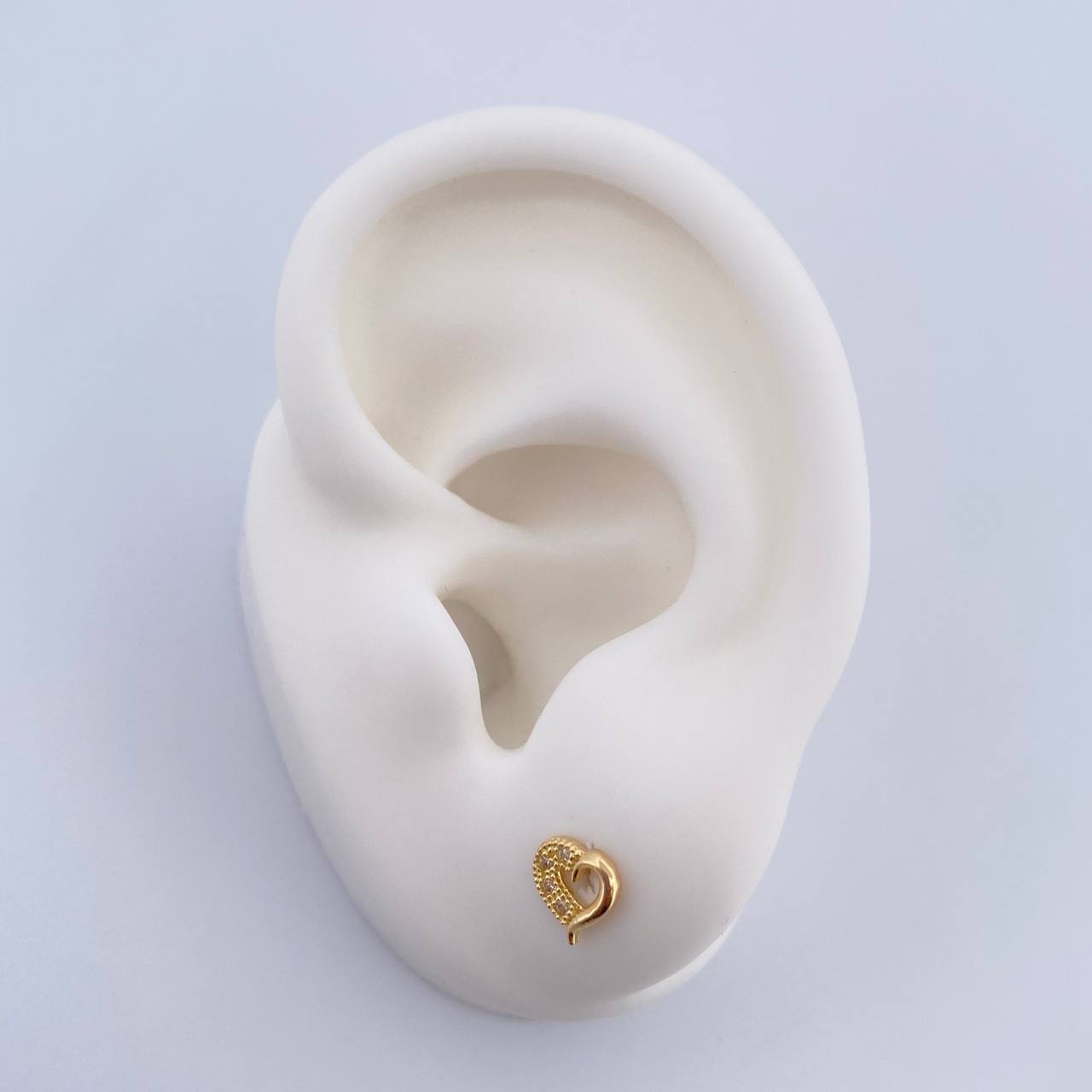 Topos Corazon Compartido 0.75gr / Circones Blancos Oro Amarillo 18K $