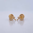 Stud Earrings Shared Heart 0.7gr / White Zircons Yellow Gold 18K $