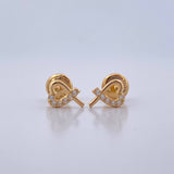 Stud Earrings Shared Heart 0.7gr / White Zircons Yellow Gold 18K $