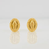 Miraculous Virgin Stud Earrings 0.75g / in / 6.1mm Yellow Gold 18K