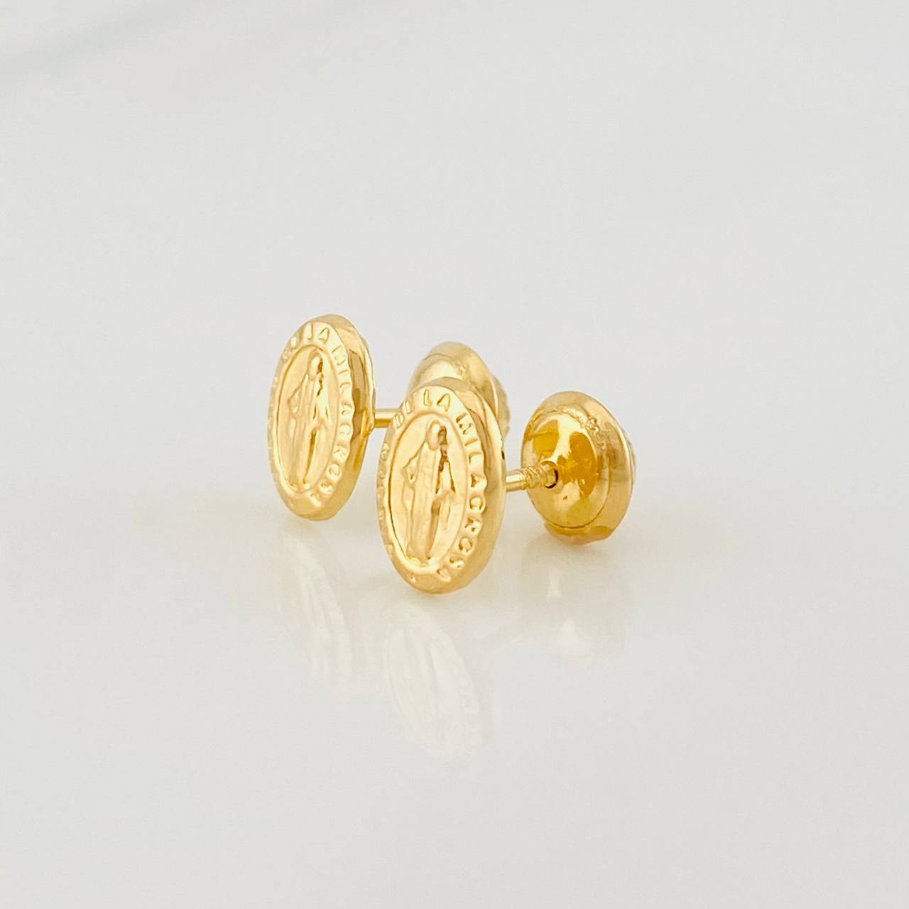 Miraculous Virgin Stud Earrings 0.75g / in / 6.1mm Yellow Gold 18K