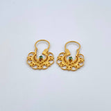 Candongas Reina 2.45gr / 2.3cm / Filigrana Circon Verde Oro Amarillo 18K &