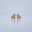 Stud Earrings Bee 2gr / White Zircons 18K Yellow Gold &