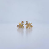 Stud Earrings Bee 2gr / White Zircons 18K Yellow Gold &