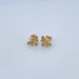 Stud Earrings Bee 2gr / White Zircons 18K Yellow Gold &