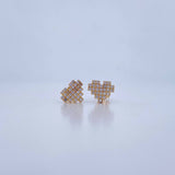 Topos Corazon Pixeliado 2gr / Circones Blancos Oro Amarillo 18K &