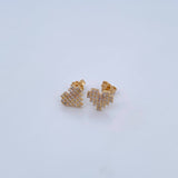 Topos Corazon Pixeliado 2.05gr / Circones Blancos Oro Amarillo 18K &