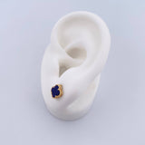 Stud Earrings Clover 2gr / Purple Stone 18K Yellow Gold &
