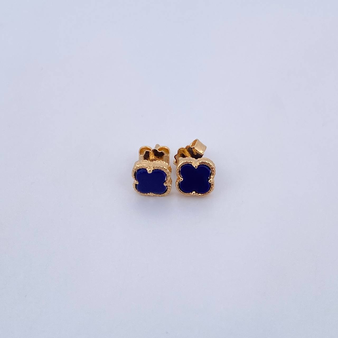 Stud Earrings Clover 2gr / Purple Stone 18K Yellow Gold &