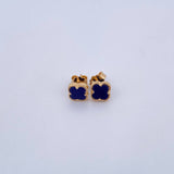 Stud Earrings Clover 2gr / Purple Stone 18K Yellow Gold &