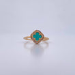 Anillo Trebol 2.75gr / T7 1/4 / Piedra Aguamarina Circones Blancos Oro Amarillo 18K &